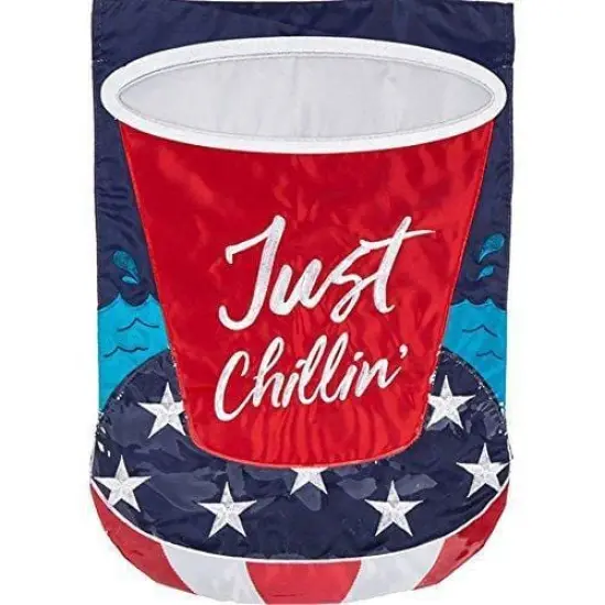 Just Chillin Flag 2 Sided Patriotic House Banner {1}