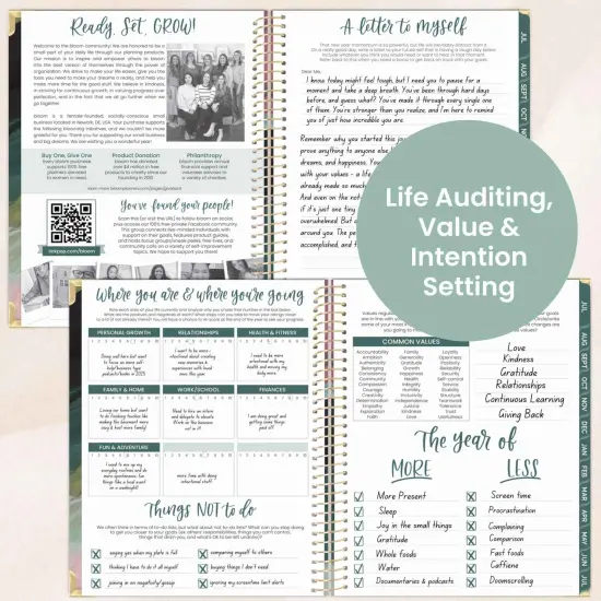 bloom daily planners 2025-26 Academic Planner, Hard Cover, 8.5" x 11", Emerald Paint Strokes {5}