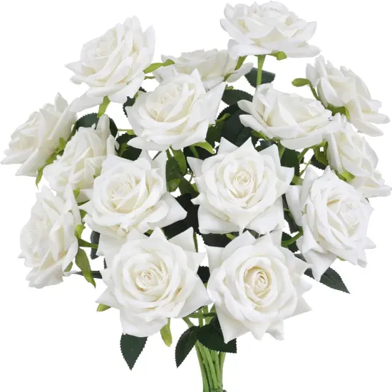15PCS White Roses Artificial Flowers Bouquets {1}