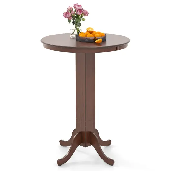 Espresso Rubber Wood Pub Round Bar Height Dining Table {4}