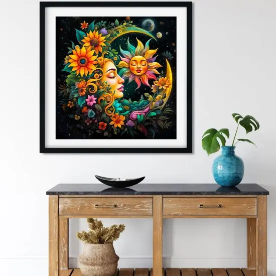 Sun and Moon Diamond Art Painting Kits for Adults - Round Full Drill Diamond Dots Paintings for Beginners, 5D Paint with Diamonds Pictures Gem Art Painting Kits DIY Crafts Project Kits 14x14inch {3}