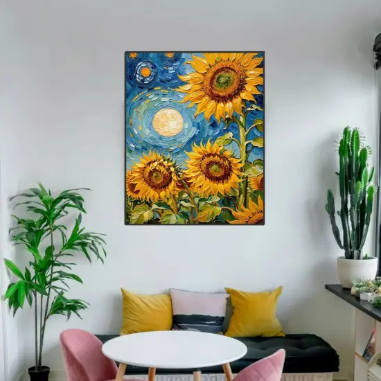 Sunflower Paint By Numbers Kit For Adults, Sunflowers Flower Adult Paint By Number Kits For Beginner Acrylic On Canvas Diy Oil Painting Adults' Paint-By-Number Kits Home Room Decor Gift 16x20 Inch {3}