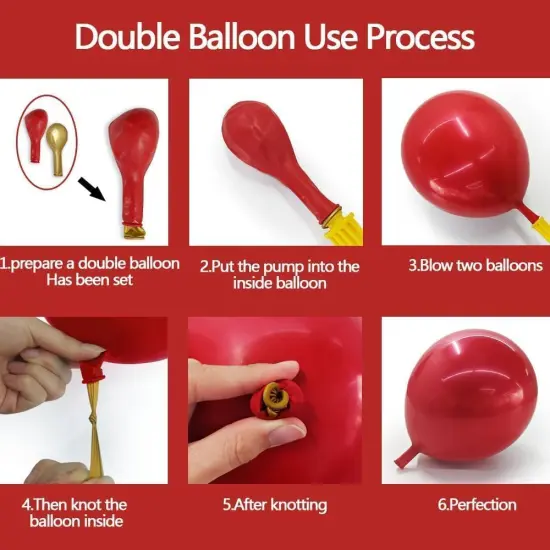 Red and Gold Balloon Garland Double Stuffed Ruby Red Gold Balloons Arch Kit With Mylar Balloon {3}