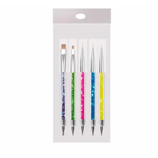 Art Brushes 5 Pcs Double Ended Fine Nail Liner Brush Dotting Pen {6}
