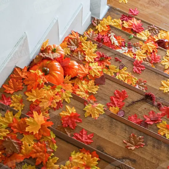 500PCS Artificial Maple Leaves 5 Assorted {1}
