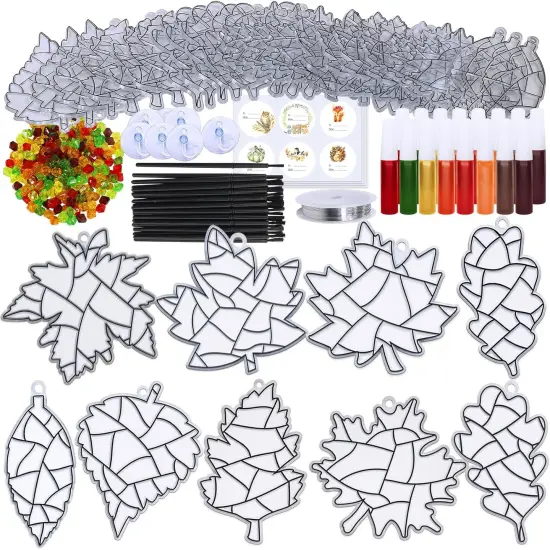 27 Sets Fall Leaf Suncatchers Ornaments Decorations DIY {4}