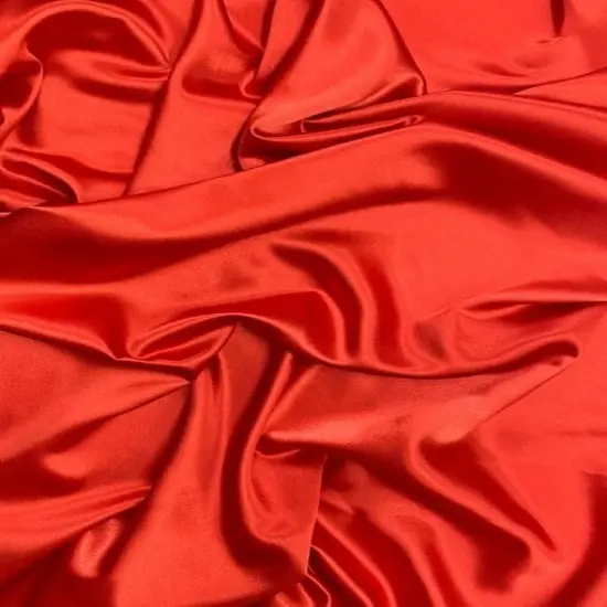 1 Yard Red Crepe Satin Fabric Shiny Smooth Dressmaking Material For Sewing Projects 58&Prime; Width {2}