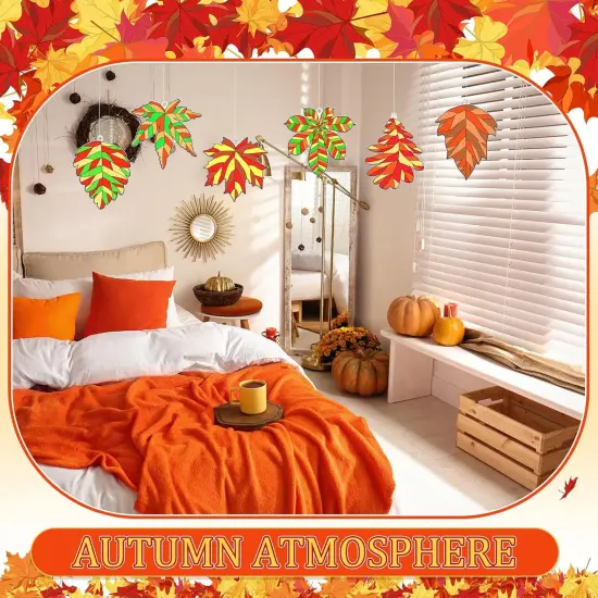 60 Sets Fall Leaf Suncatchers Autumn Ornaments Decorations {4}