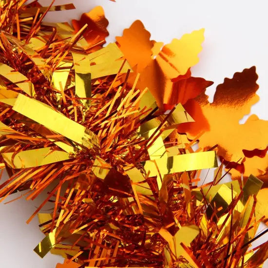 33FT Fall Tinsel Garland - Maple Leaf (Gold) {4}