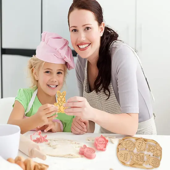 Easter Cookie Cutters Set, 8 Pcs Cookie Cutter with Plunger Stamps, 3D Cookie Stamps for Easter Biscuit Snacks Cheese Baking {5}