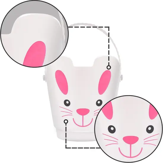 Easter Buckets, Set of 3 Plastic Easter Bunny Baskets with Handles, Empty Plastic Easter Pails for Kids Easter Egg Hunt Party Favors {2}