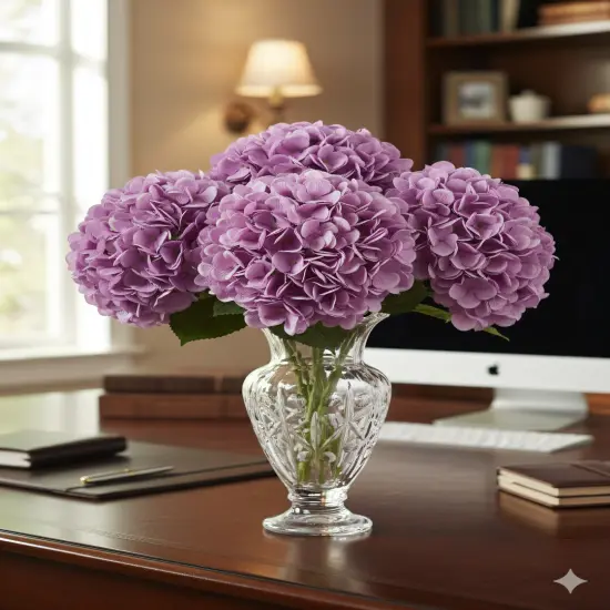 2PC Delightful 18-Inch Lavender Hydrangea Stem- Radiant 7-Inch Diameter - Perfect for Home D&eacute;cor, Wedding Bouquets, and Special Event Floral Displays {3}