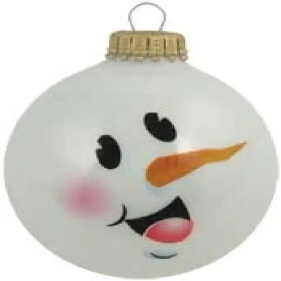 Porcelain White 2 5/8" (67mm) Glass Ball with Snowman Face - 4 Piece Set {2}