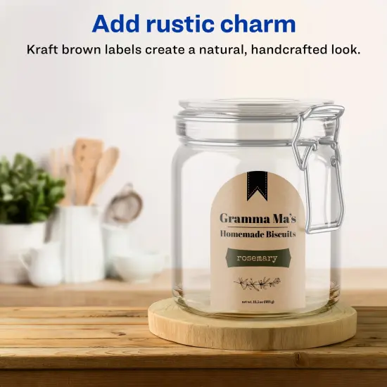 Avery Kraft Brown Arched Labels with Sure Feed, 3" x 2.25" {2}