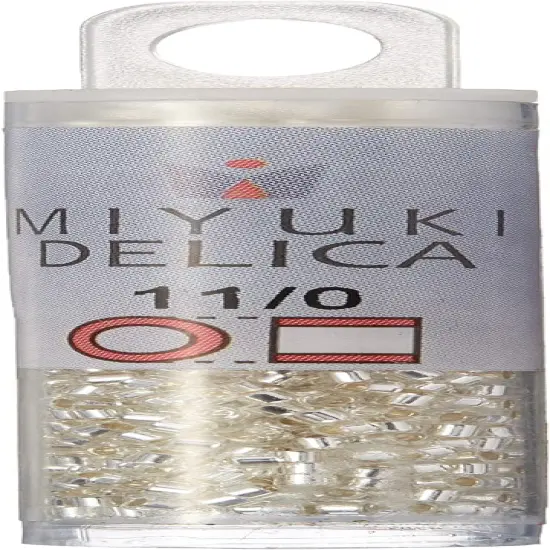 Miyuki DB041 7.2gm Delica Seed Beads, Size 11/0, Silver Lined Crystal {1}
