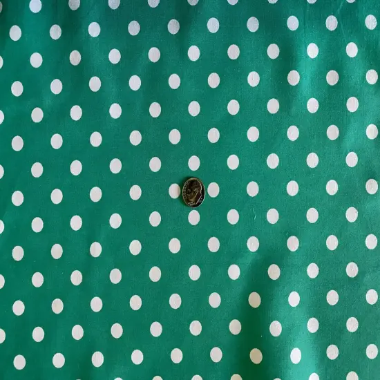 1 Yard Multi Color Small Polka Dot Poly Cotton Fabric for Crafts Bedding Sewing Masks 60" Width Spring Green-White {1}