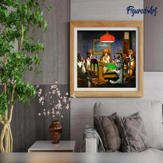 Figured'Art Paint by Numbers for Adults Dogs playing Poker 16"x20" - Craft Art Painting DIY Kit Rolled Canvas without frame {4}