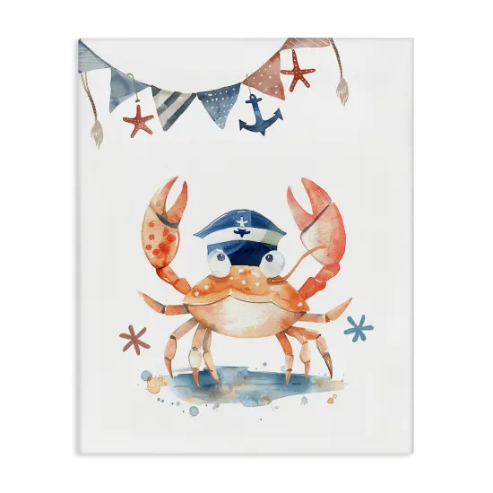 Stupell Industries Crab in Sailor Hat Canvas Wall Art Design by LSR Design Studio {1}