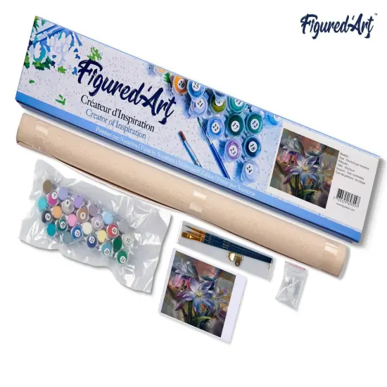 Figured'Art Paint by Numbers for Adults Colourful Lilies 16"x20" - Craft Art Painting DIY Kit Rolled Canvas without frame {5}