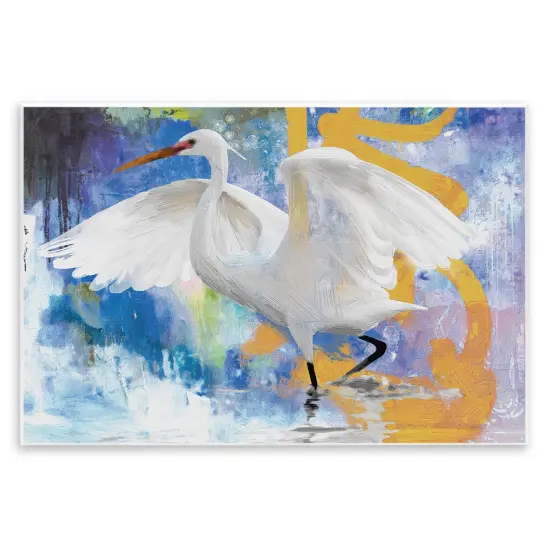 Stupell Industries Egret & Abstract Splash Wall Plaque Art Design by Porter Hastings {1}