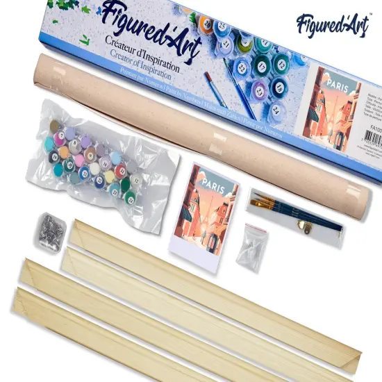 Figured'Art Paint by Number for Adults Travel Poster Paris 16"x20" - Craft Art Painting Rolled Canvas with DIY Wooden Frame {5}