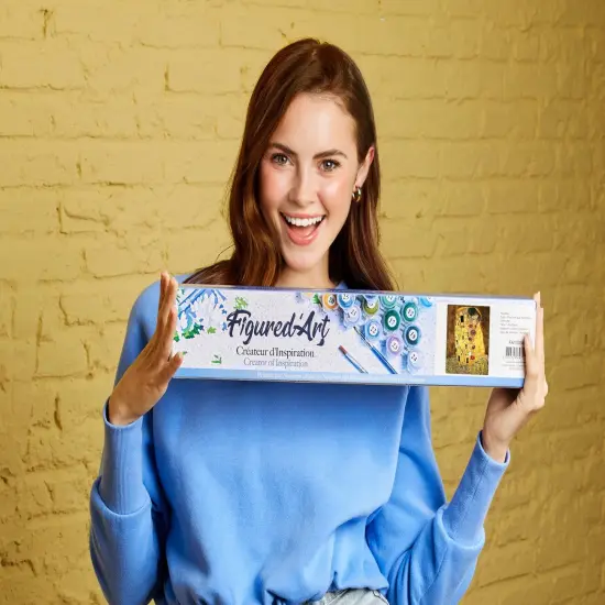 Figured'Art Paint by Numbers Kit for Adults The Kiss 16"x20" - Craft Art Painting DIY Kit Rolled Canvas without frame {2}