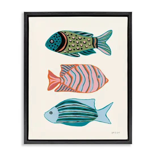 Stupell Industries Bright Tropical Fish Floater Framed Canvas Wall Art Design by Yvette St. Amant {1}