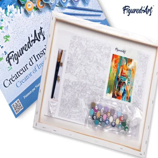 Figured'Art Paint by Numbers Kit for Adults with Frame Beauty in colours 16"x20" - Craft Art Painting DIY Kit Canvas Already Stretched on a Wooden Frame {5}