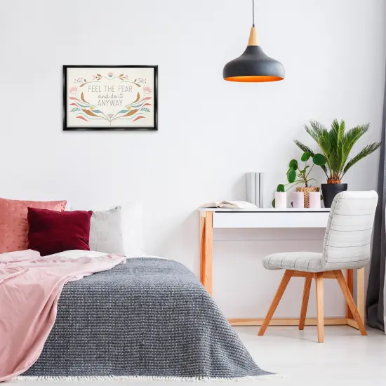 Stupell Industries Feel The Fear Inspirational Floater Framed Canvas Wall Art Design by Kim Allen {8}