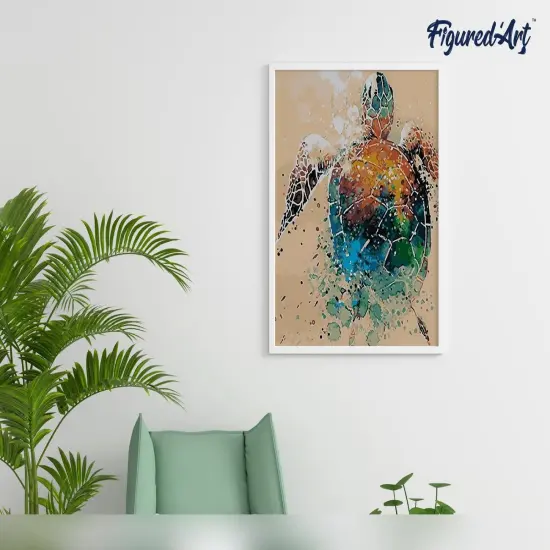 Figured'Art Paint by Numbers for Adults with Frame Turtle Design 16"x20" - Craft Art Painting DIY Kit Canvas Already Stretched on a Wooden Frame {4}