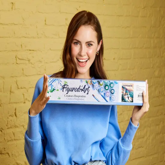 Figured'Art Paint by Numbers for Adults Travel Poster Santorini 16"x20" - Craft Art Painting DIY Kit Rolled Canvas without frame {2}