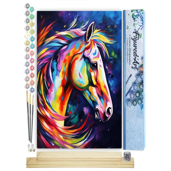 Figured'Art Paint by Number for Adults Colorful Abstract Horse 16"x20" - Craft Art Painting Rolled Canvas with DIY Wooden Frame {1}