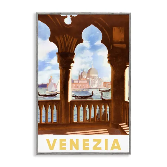 Stupell Industries Venezia Architecture with Boats View Framed Giclee By PIDDIX {1}