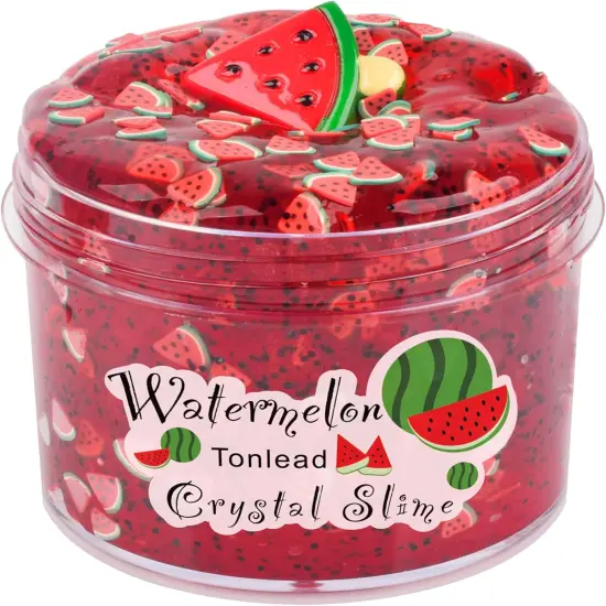 Watermelon Crystal Clear Slime with Glitters Premade(Red) {1}