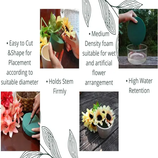 Pack of 6 Round Floral Foam Blocks for Fresh and Artificial Flowers {5}