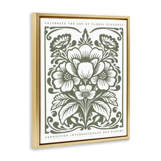 Stupell Industries Green Outline Floral Bouquet Floating Frame By Lettered and Lined {3}