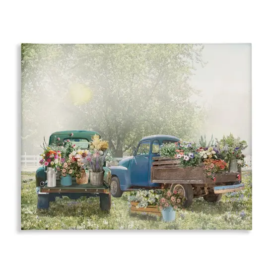 Stupell Industries Rustic Trucks with Country Flowers Canvas By Nan {1}