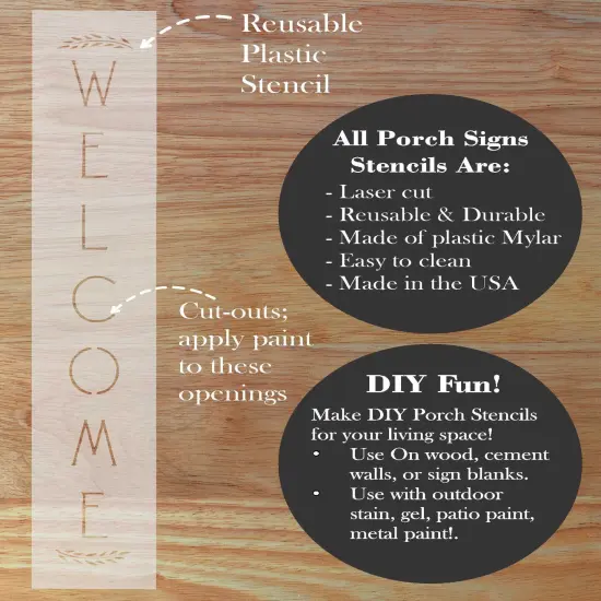 Welcome Wheat Vertical Porch Stencil {2}