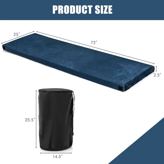 Flannel Memory Foam Camping Mattress, Waterproof and Portable Navy {5}