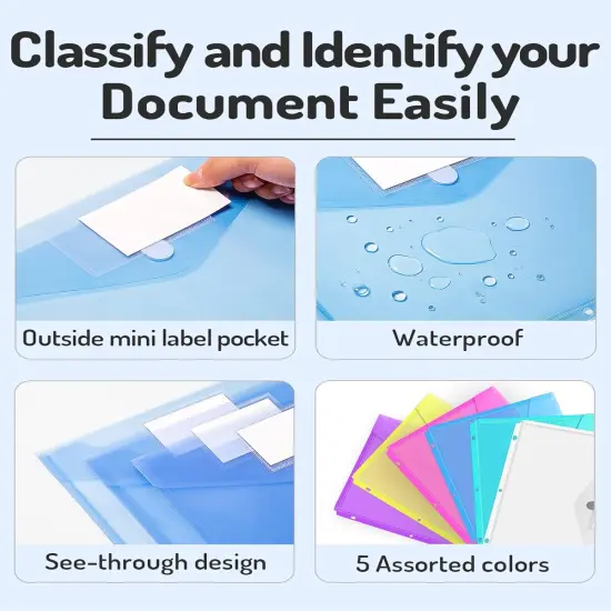 10 Pack Super Heavyweight Plastic Folders with Tight Closure Envelope {5}