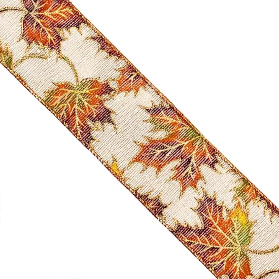 Designer&rsquo;s Shop WR 63-5211 Fall Maple Leaf Wired Edge Ribbon &ndash; 2.5" x 10 Yards &ndash; Autumn Harvest Decor {3}