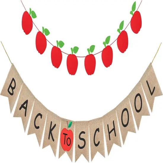 Back to School Burlap Banners Felt Apple Garland {1}