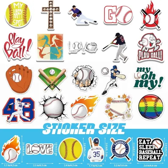150PCS Baseball Stickers - Waterproof, Vinyl, for Bottles, Helmets, Posters & Scrapbooks - Gifts for Teens & Kids {3}