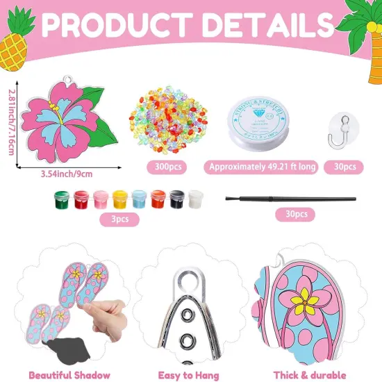 30 Set Summer Window Art Suncatchers Kits Summer Beach Fruit DIY Suncatchers Craft Kits Make Your Own Paint Ornaments for Boys Girls Craft Painting Art Activity {2}