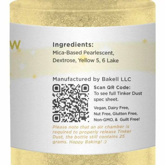 Bakell - Sunflower Yellow Tinker Dust Edible Glitter (25g, 1x Spray Pump) for Food, Desserts, and Beverages! {6}
