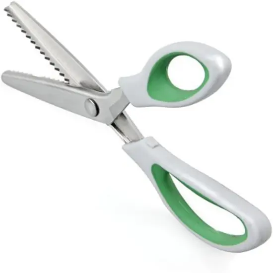 Stainless Steel Pinking Shears Comfort Grip Handled Professional Fabric Crafts Dressmaking Zig Zag Cut Scissors Sewing Scissors(9.5", Serrated, Green) {5}