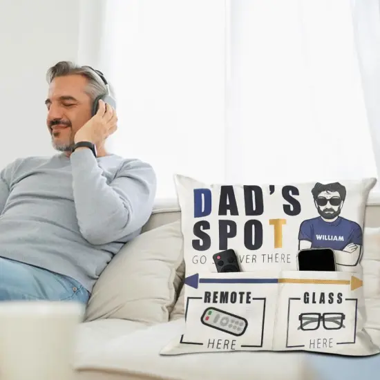 Gifts for Dad Father's Day Throw Pillow Case, Dad's Spot Throw Pillow Covers 18x18 Inch with 2-Pocket Dad Gifts from Daughter Son Birthday Christmas Thanksgiving Day Gifts for Papa Stepdad {3}