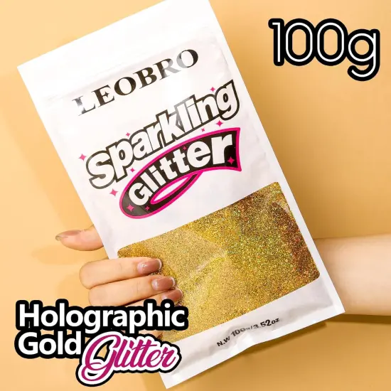 Gold Glitter, 100 g / 3.5 oz Holographic Fine Glitter for Crafts {2}