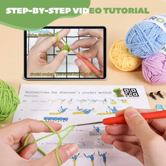 6PCS Animal Crochet Kit for Beginners Kids {4}