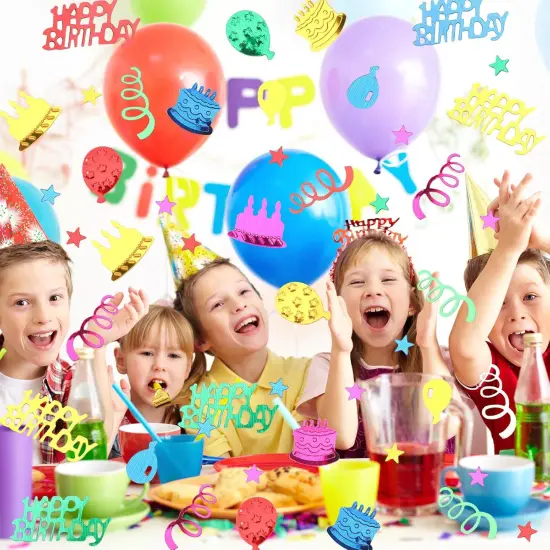 Happy Birthday Glitter Confetti, Birthday Party Metallic Foil Table Confetti Multicolor Cake Balloon Sprinkles Table Centerpiece for Baby Shower Party Decorations {4}